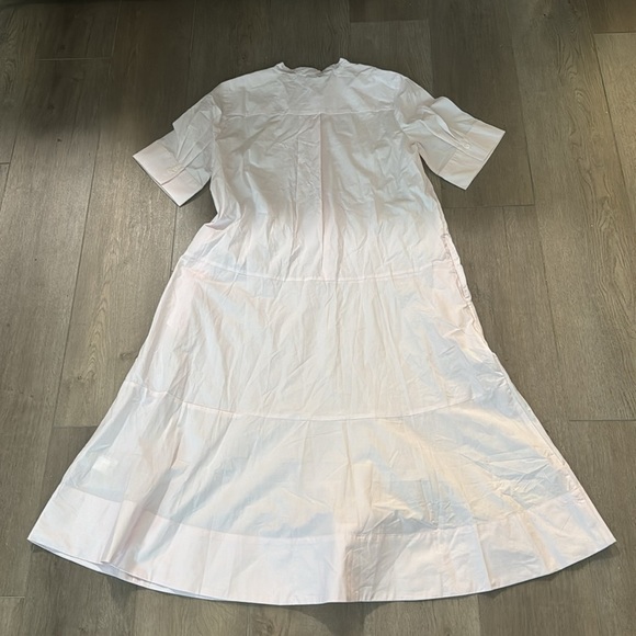 NWT! Banana Republic Light Pink Cotton Poplin Tuxedo Front Midi Dress - Large 🦋 - Picture 7 of 8